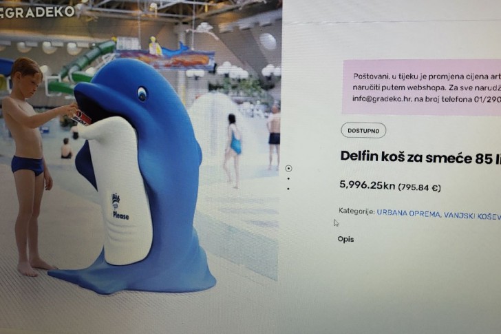 Koš u obliku delfina - sajt Gradeko