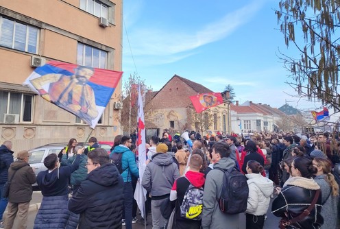 Protest ispred Školske uprave (foto: Kolubarske.rs)