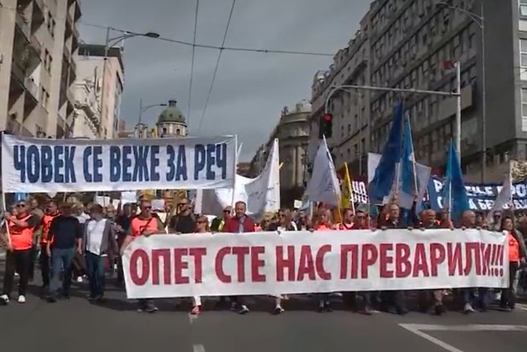 Protest prosvetara u Beogradu (foto: skrinšot N1)