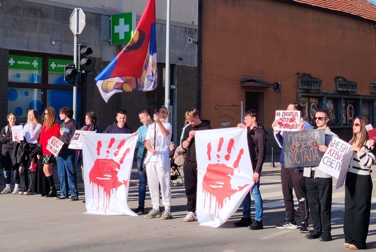 Protest srednjoškolaca (foto: Kolubarske.rs)